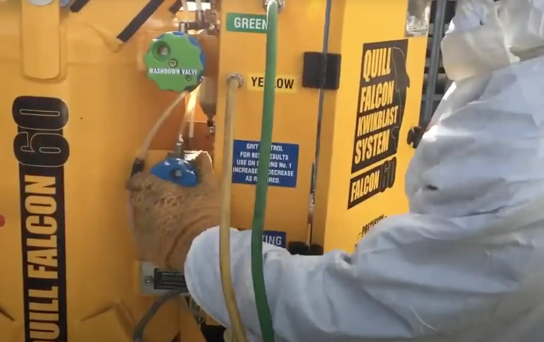 Close up of setting up a Quill Falcon Cyclone unit