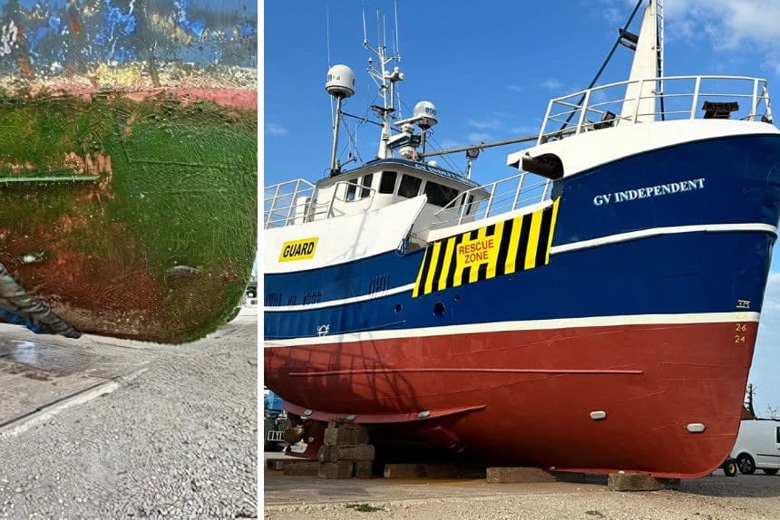 Before and after coating removal on the GV Independent